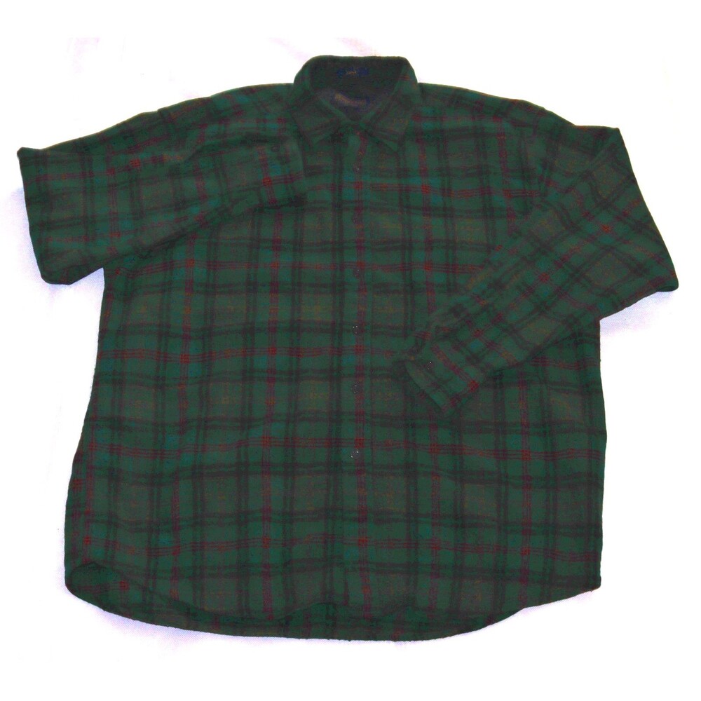 Pendleton Lodge Ross Hunting Tartan Men's Long Button Wool Plaid Shirt Size 1X